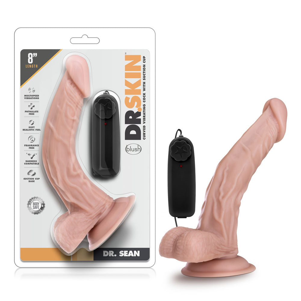 Dr Skin Dr Sean 8 Inch Vibrating Cock with Suction Cup in Vanilla > Vibrators > Realistic Vibrators
