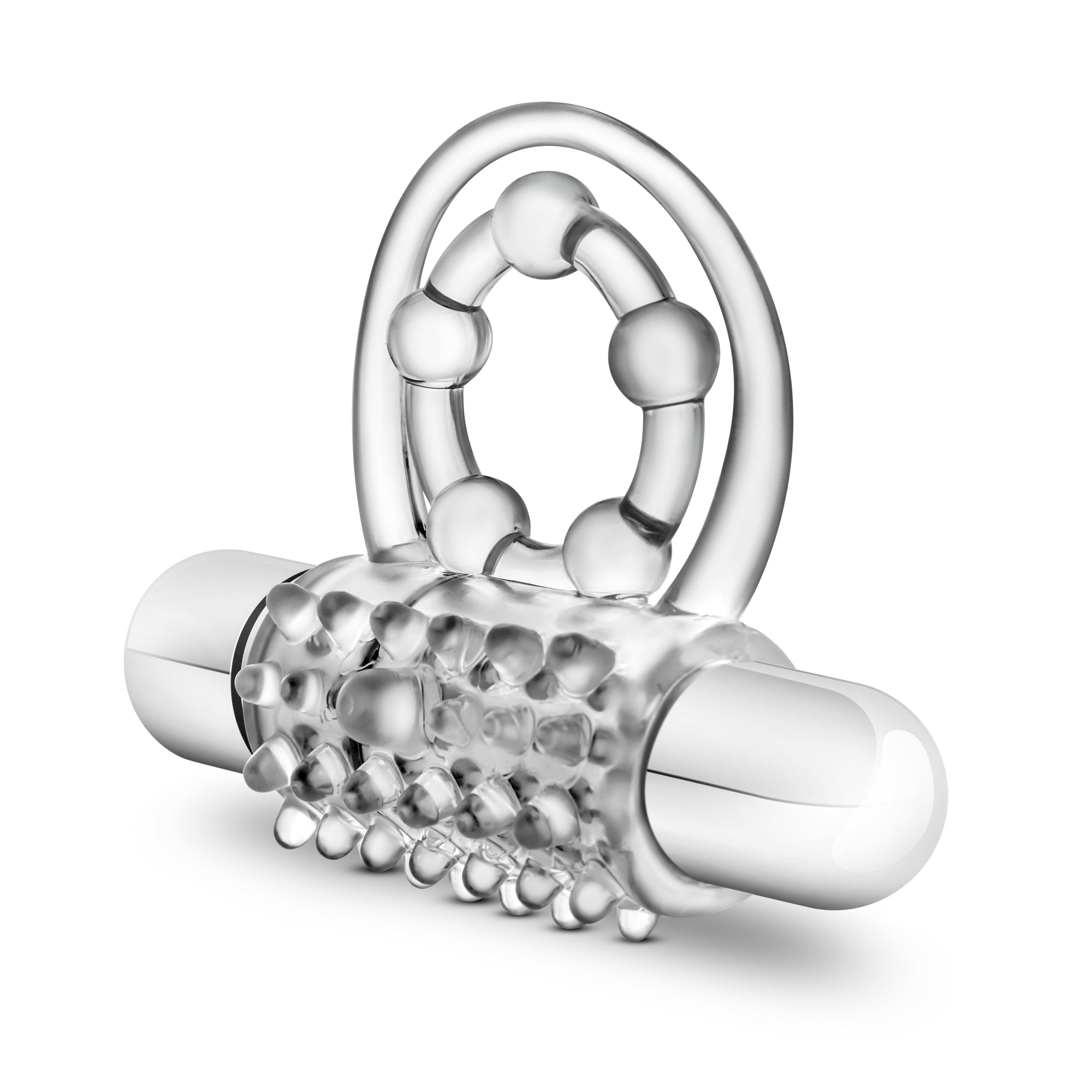 Stay Hard Vibrating Super Clitifier - Vibrating Cock Ring - Clear Clear BULLETS