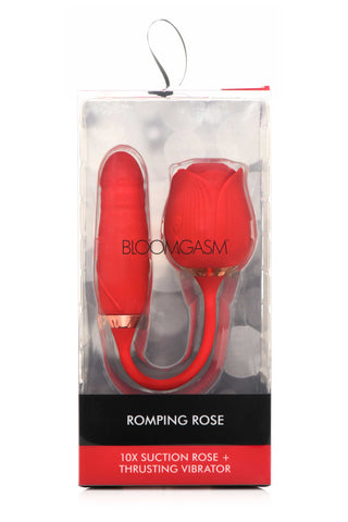 Bloomgasm Romping Rose Thrusting and Suction Vibrator Red Rose Stimulators