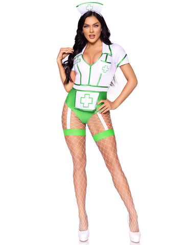 Leg Avenue Nurse Feelgood Sexy Costume Medium White Green Costumes