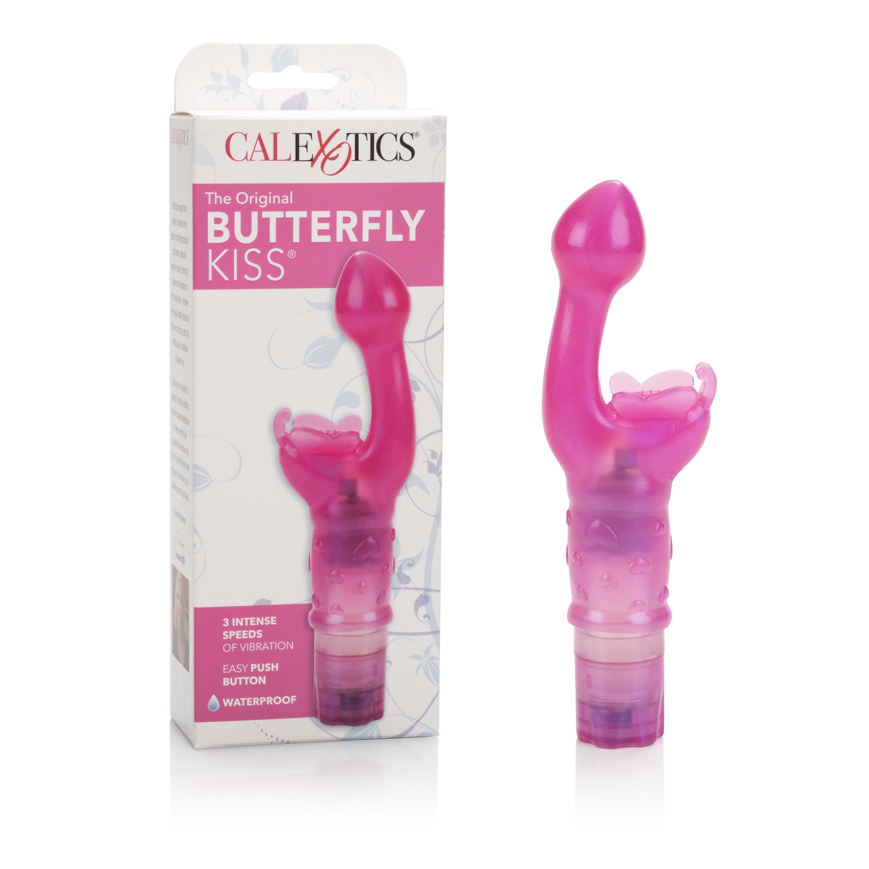 The Original Butterfly Kiss Pink Curvy Multi-Speed G-Spot and Clitoral Massager 2.75 Inch VIBRATORS-RABBIT