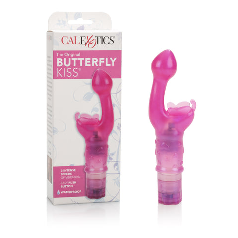 The Original Butterfly Kiss Pink Curvy Multi-Speed G-Spot and Clitoral Massager 2.75 Inch VIBRATORS-RABBIT