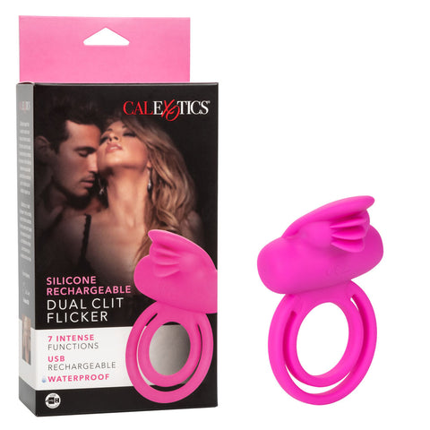 Silicone Rechargeable Dual Clit Flicker Vibrating Cock Ring Cock Rings Vibrating