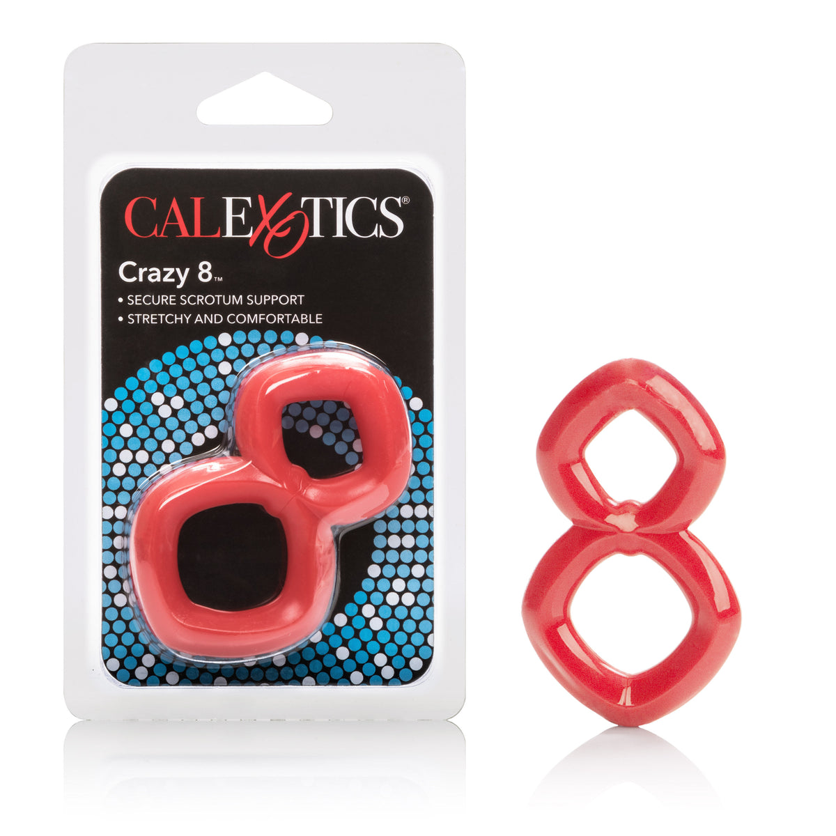 Crazy 8 Dual Support Red Cock Ring for Extended Pleasure Red Cockrings