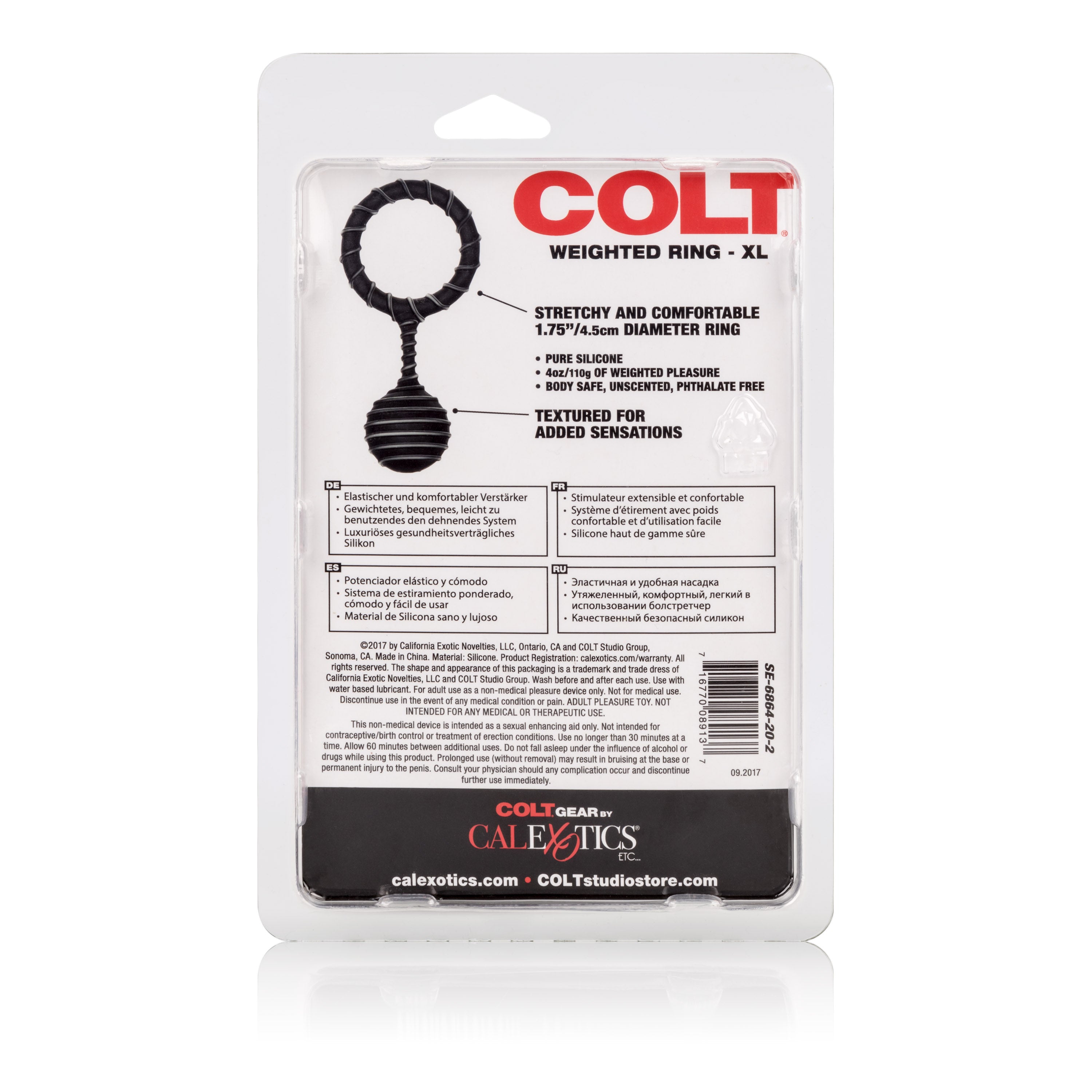 Colt Weighted Ring XL Black Silicone Stretchy Cock Ring with Weighted Ball COCK RINGS Sling