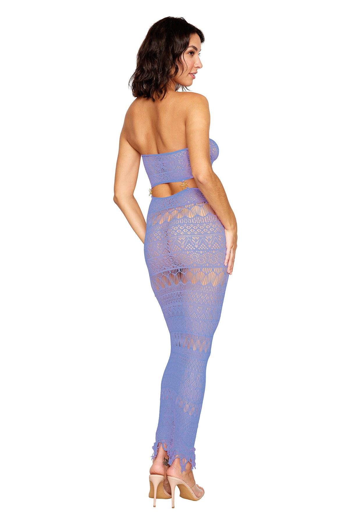Bodystocking Gown (Lavender Haze) – Seamless Crochet Knit Lingerie Lilac One Size > Clothes > Bodies and Playsuits