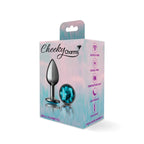 Cheeky Charms Gunmetal Round Butt Plug With Teal Jewel Small (6.78cm) > Anal Range > Jewel Butt Plugs
