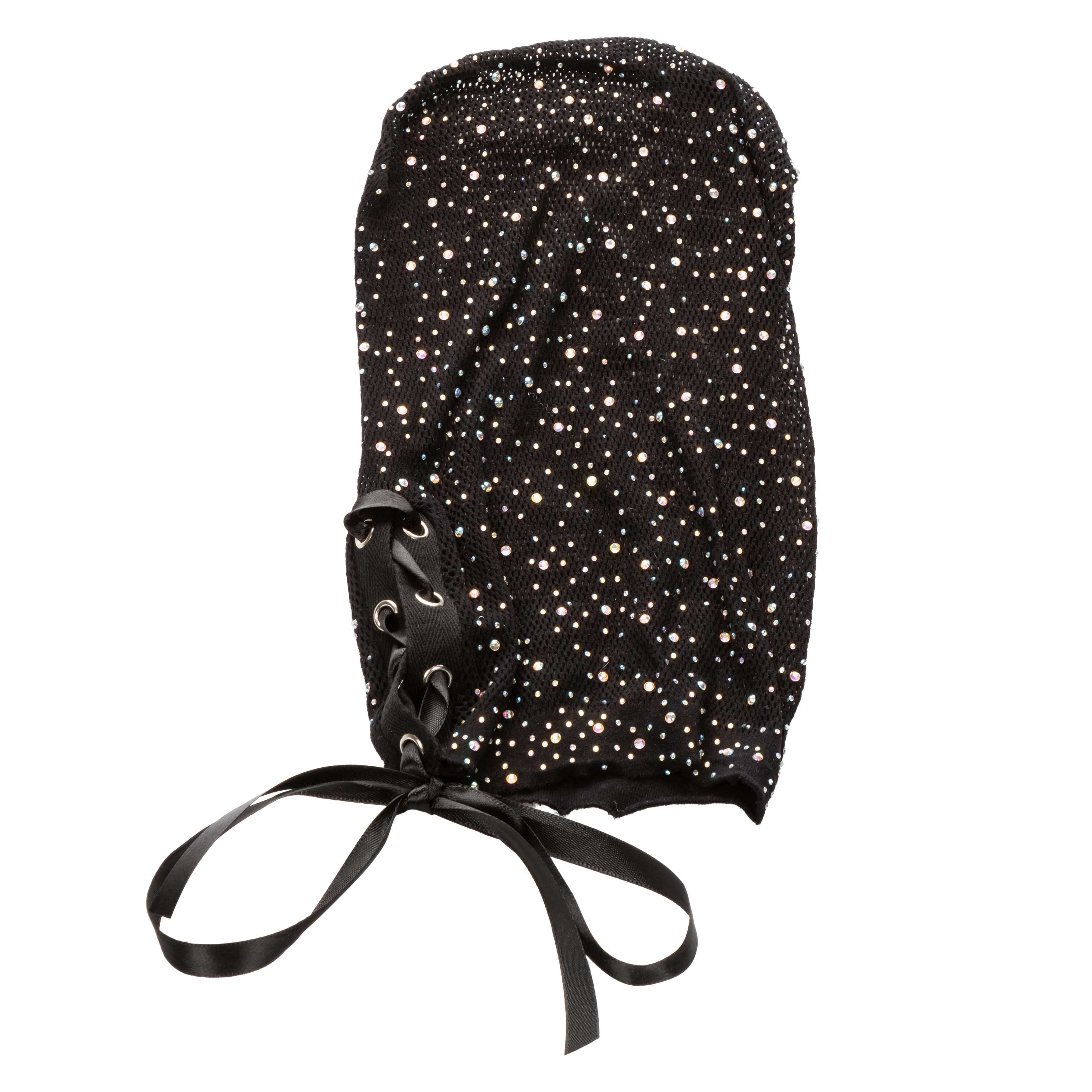 Radiance Full Hood Cover Black Mesh with Shimmering Accents One Size > Bondage Gear > Bondage Hoods