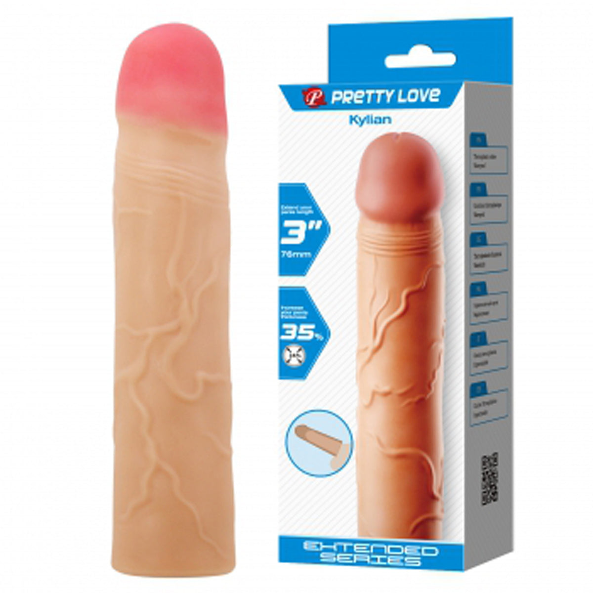 Kylian 7.1 Inch Penis Extender Sleeve – Ultra Realistic Textured Penis Extender > Sex Toys For Men > Penis Sleeves