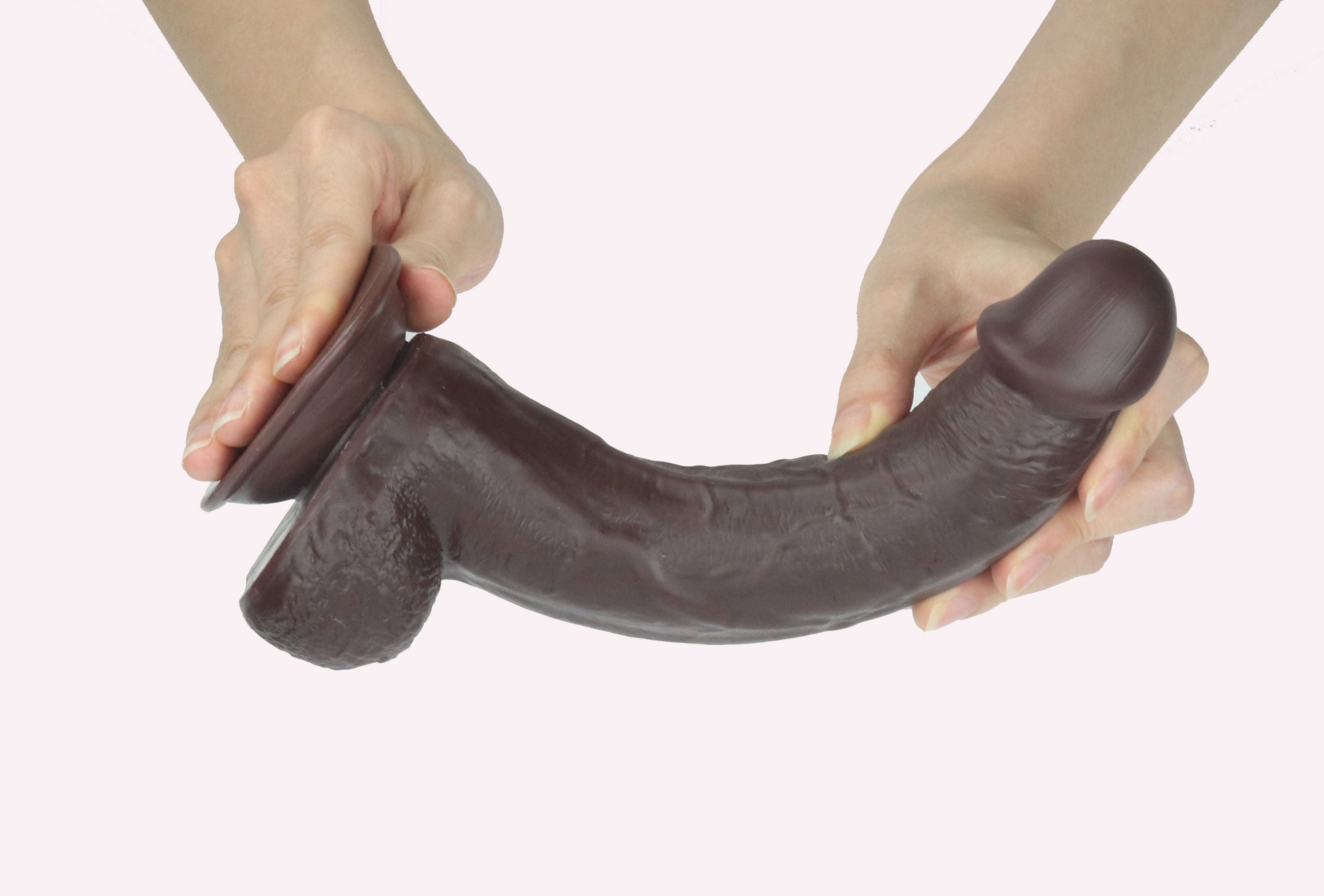 Get Lucky 9 Inch Bendable Real Skin Dildo in Dark Brown Dongs Realistic