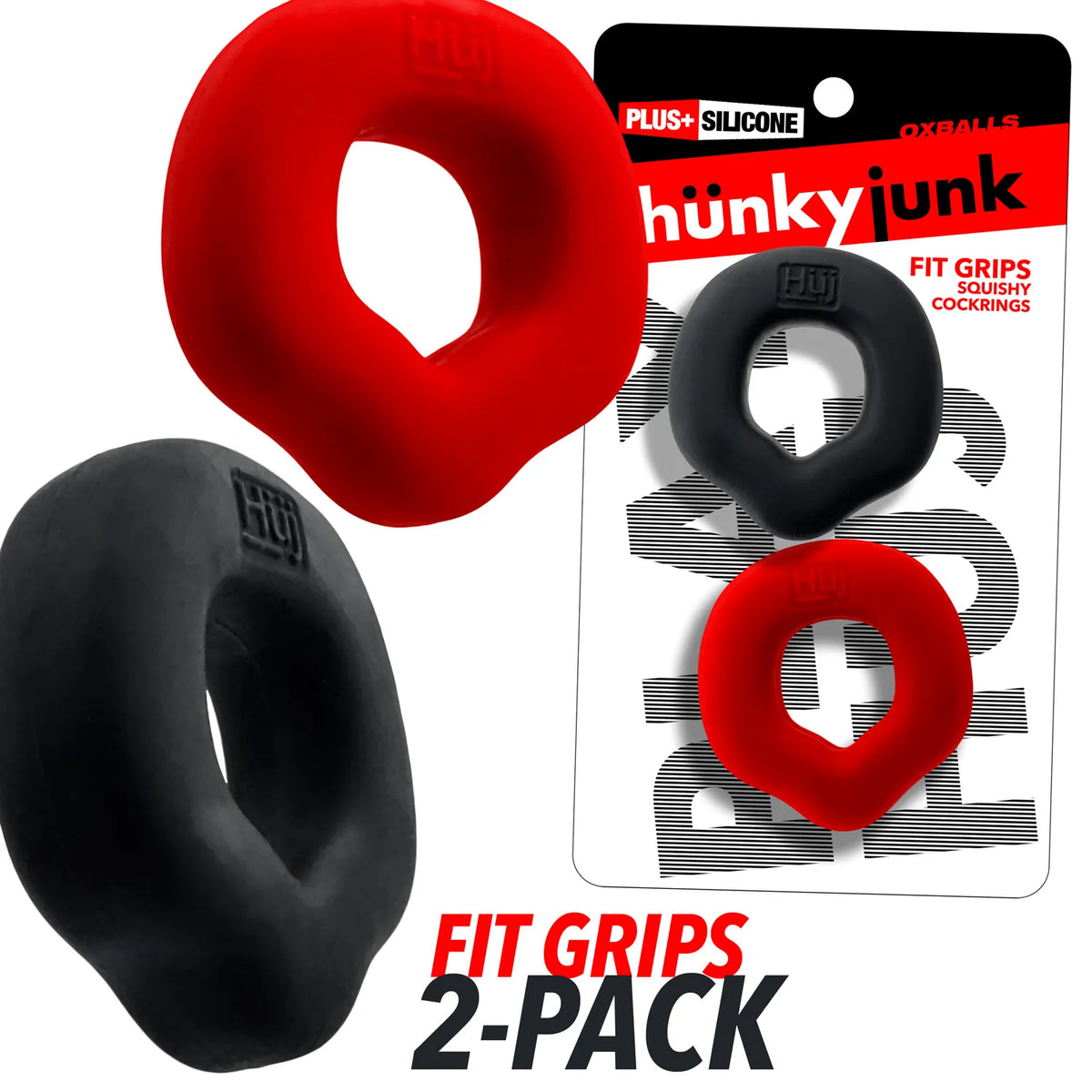 Fit Grips 2-Pack Ergo-Fit Cockrings Black Red > Cock Ring > Single