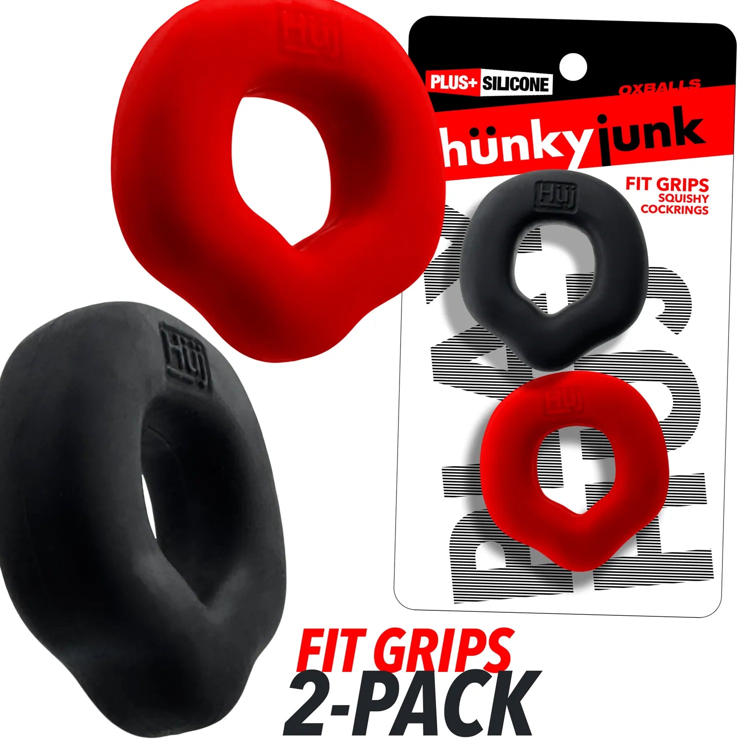 Fit Grips 2-Pack Ergo-Fit Cockrings Black Red > Cock Ring > Single