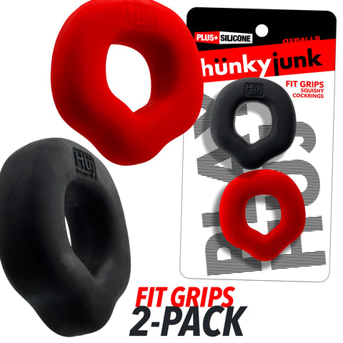 Fit Grips 2-Pack Ergo-Fit Cockrings Black Red > Cock Ring > Single