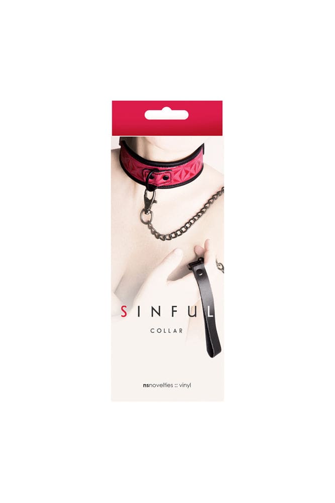 Sinful Collar (Pink) – Adjustable Vinyl Bondage Collar Secondary image