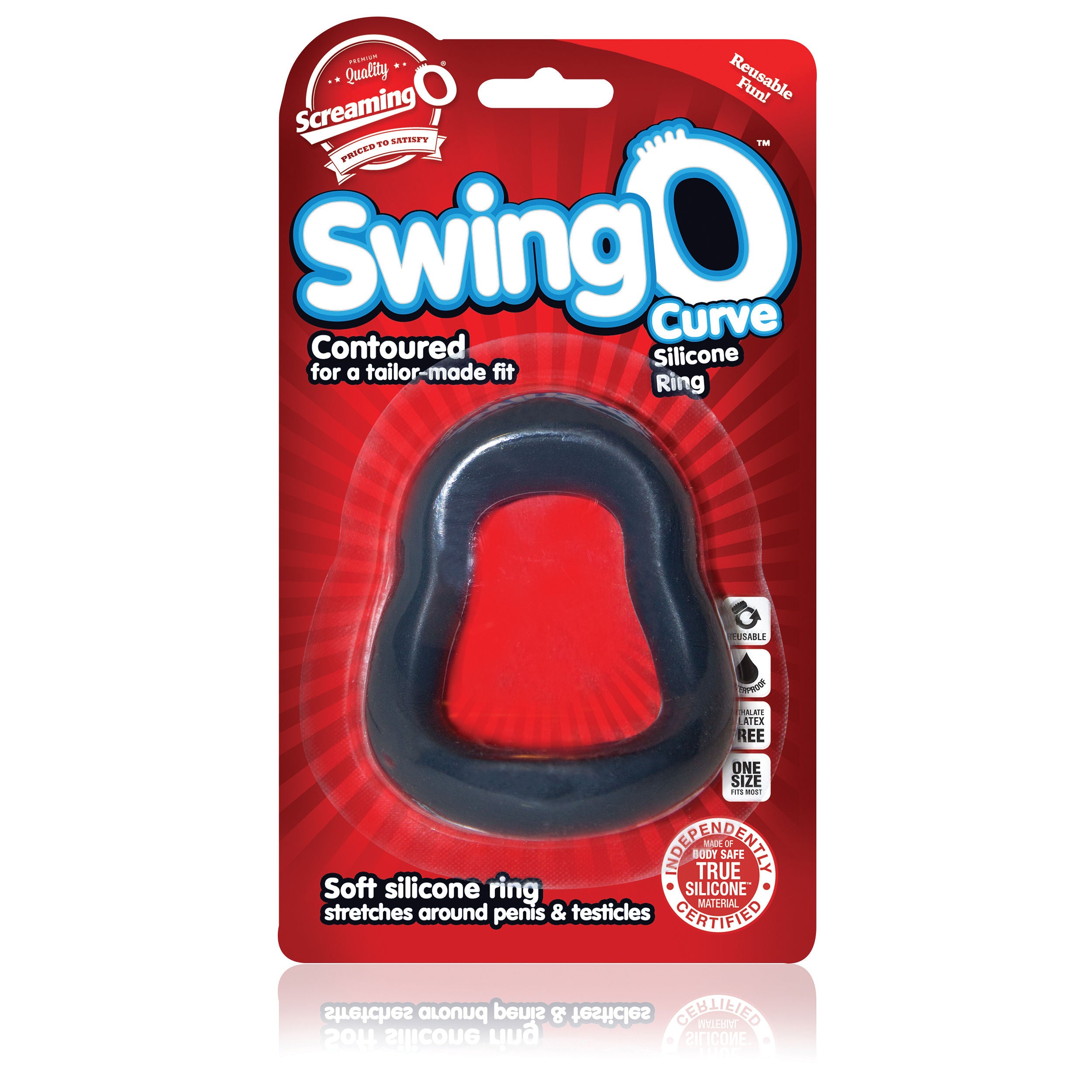 Swingo Curve Reversible True Silicone Stretchable Cock Ring Gray > Cock Ring > Single Main image