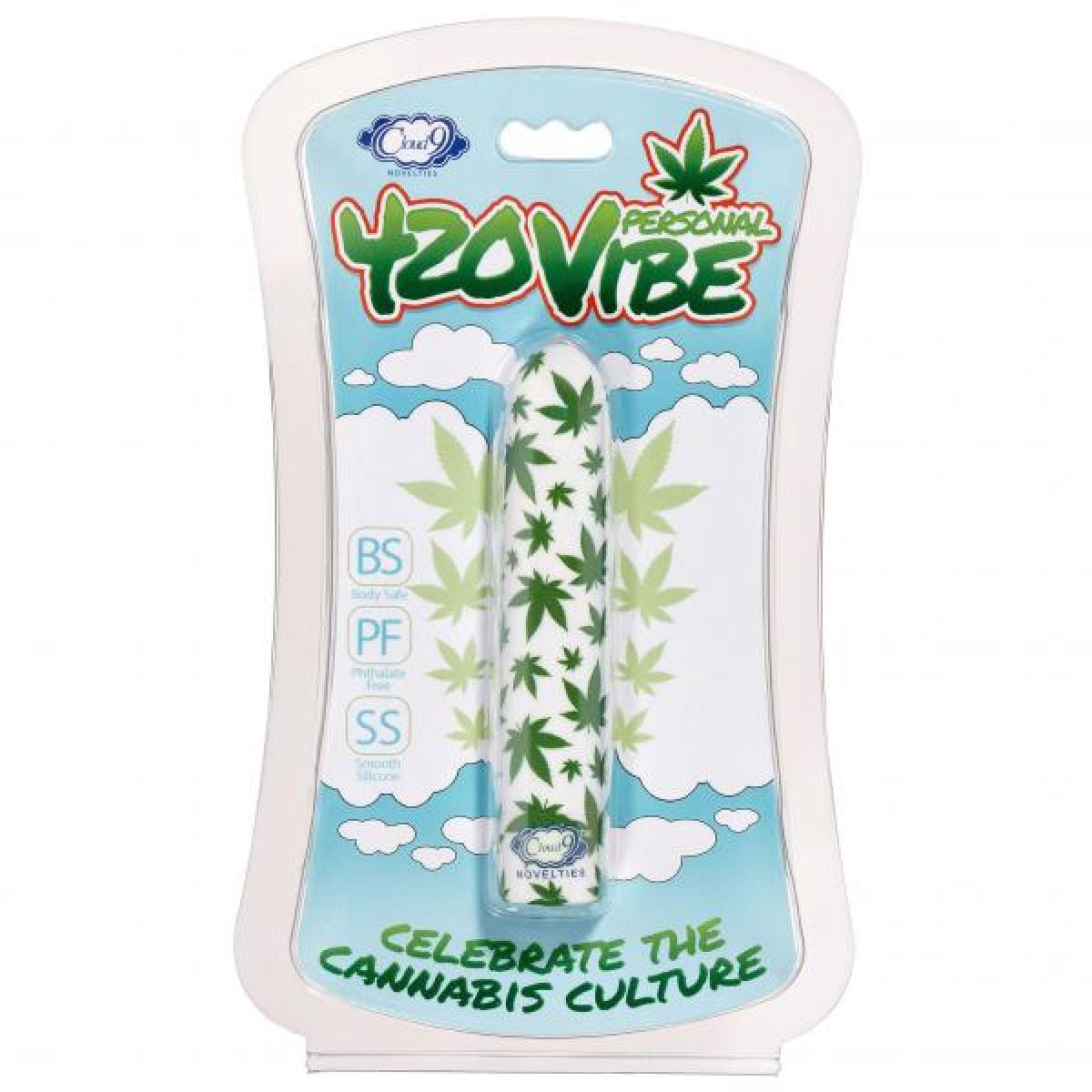 Slim Cannabis Leaf Vibe White and Green Adult Intimacy Toy White BULLETS