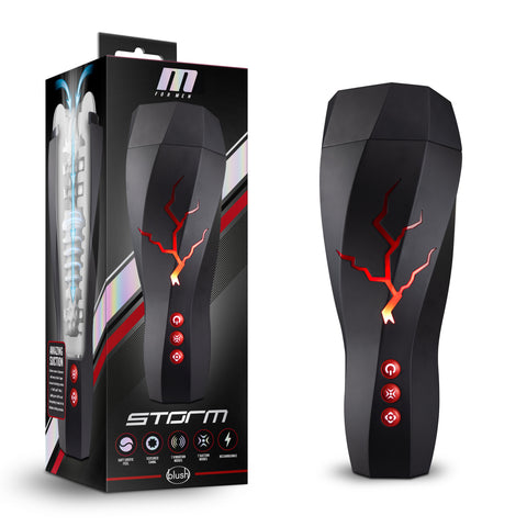 M For Men Storm (White) – Rechargeable Ribbed Masturbator Cup Strokers - Cup|Egg