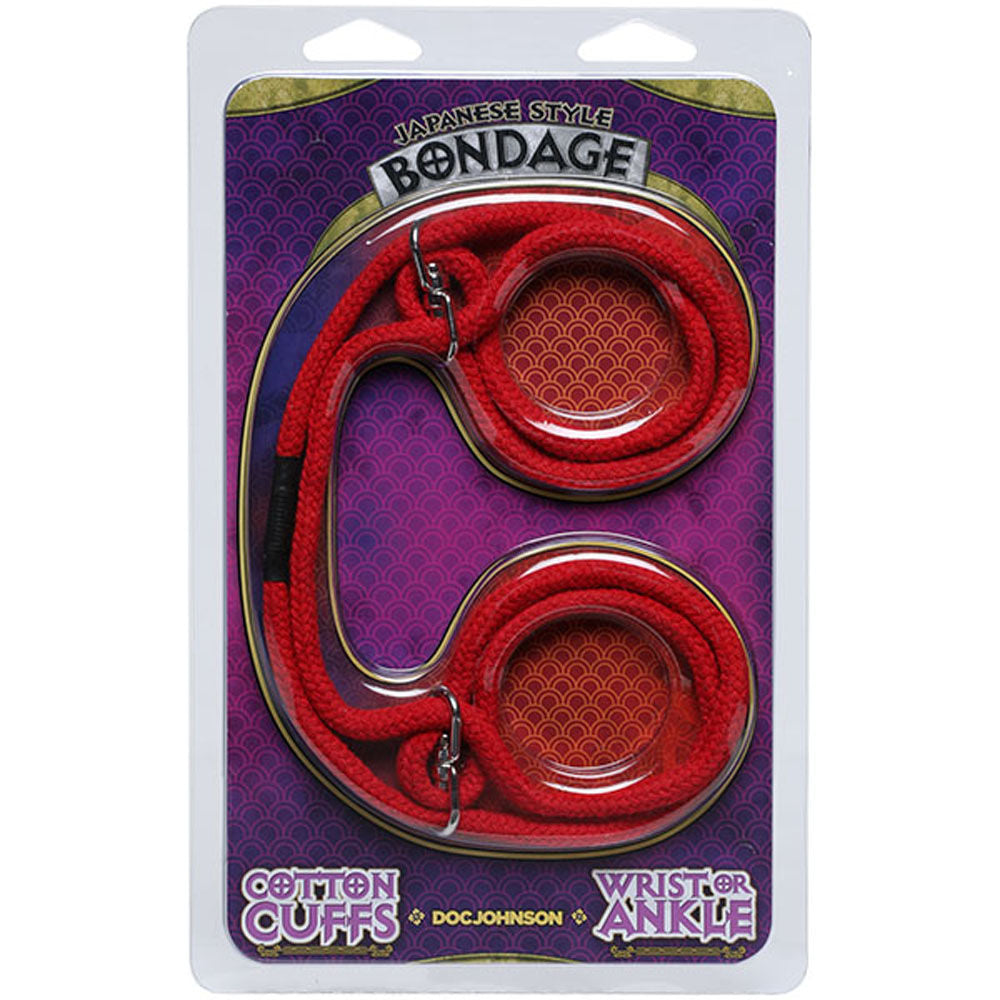 Japanese Style Cotton Bondage Cuffs for Wrist or Ankle Restraint Red > Bondage Gear > Restraints