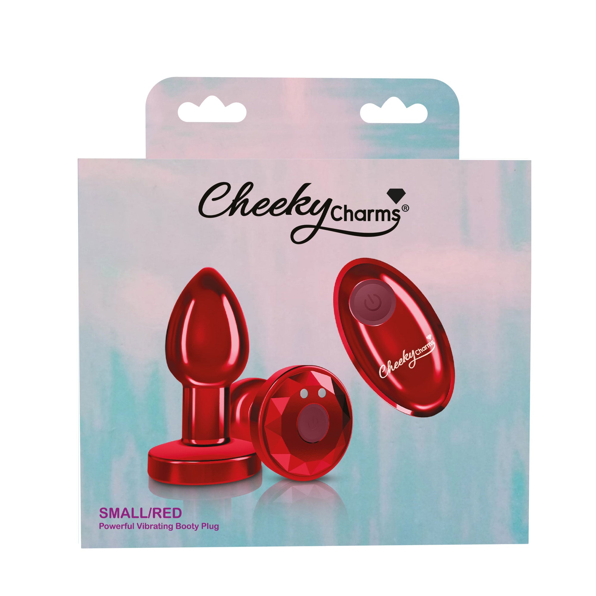 Cheeky Charms Red Rechargeable Vibrating Metal Butt Plug Small Red Butt Plugs - Vibrating
