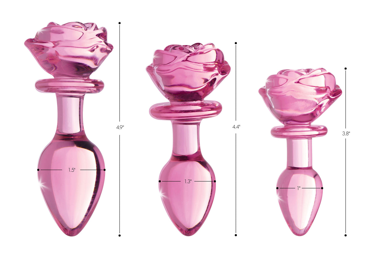 Pink Rose Medium Glass Anal Plug > Glass > Toys