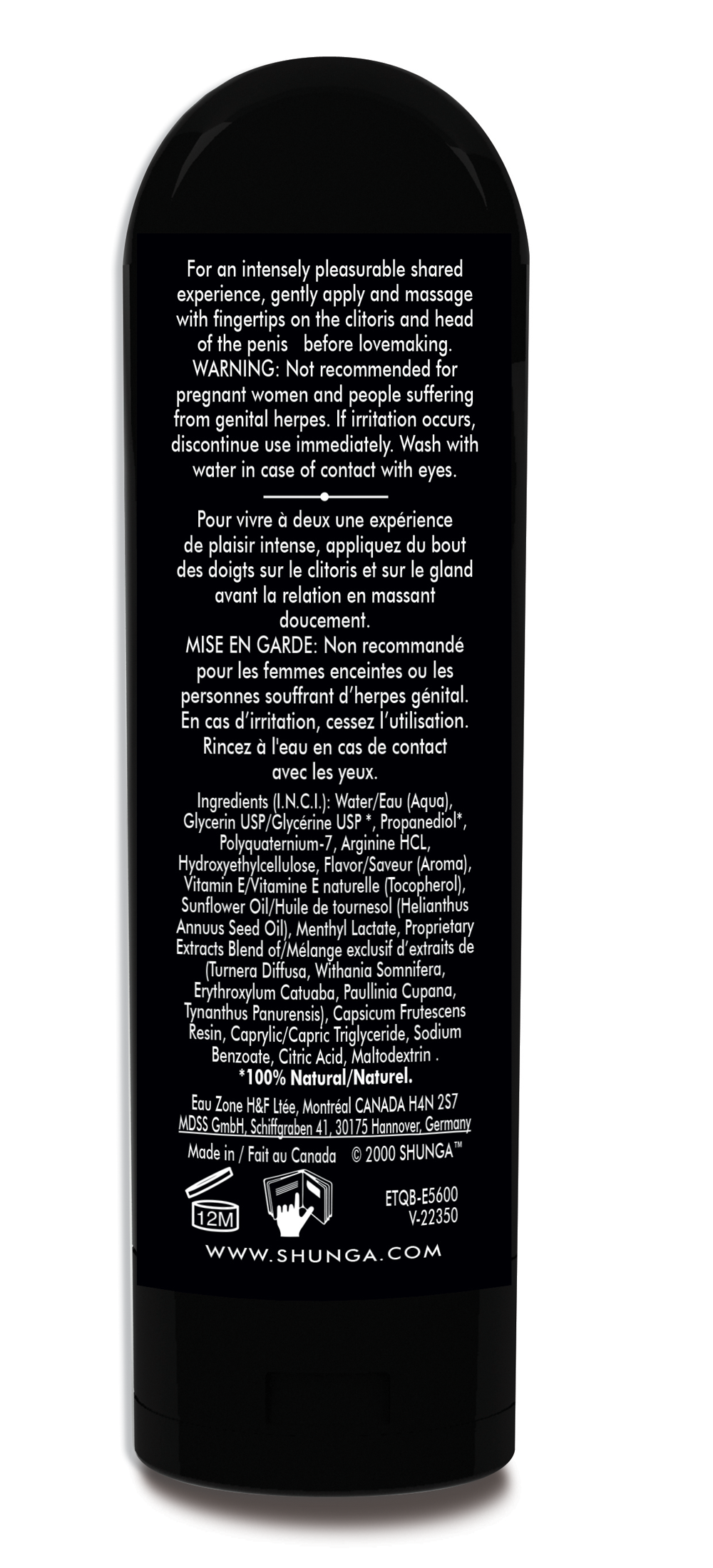 Shunga Lotus Noir Sensitizing Gel Organic 60ml Mild Cooling Enhancer Gel > Essentials > Bath & Body