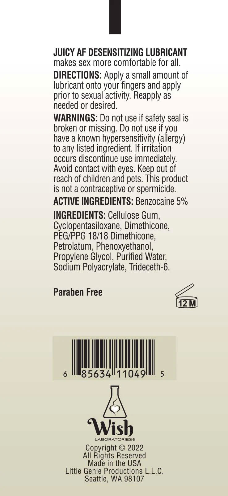 Juicy Af Desensitizing Gel 59 Ml Tube for Enhanced Intimacy ENHANCERS