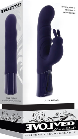 Evolved Big Deal 25.7 cm USB Rechargeable Rabbit Vibrator Purple VIBRATORS-RABBIT