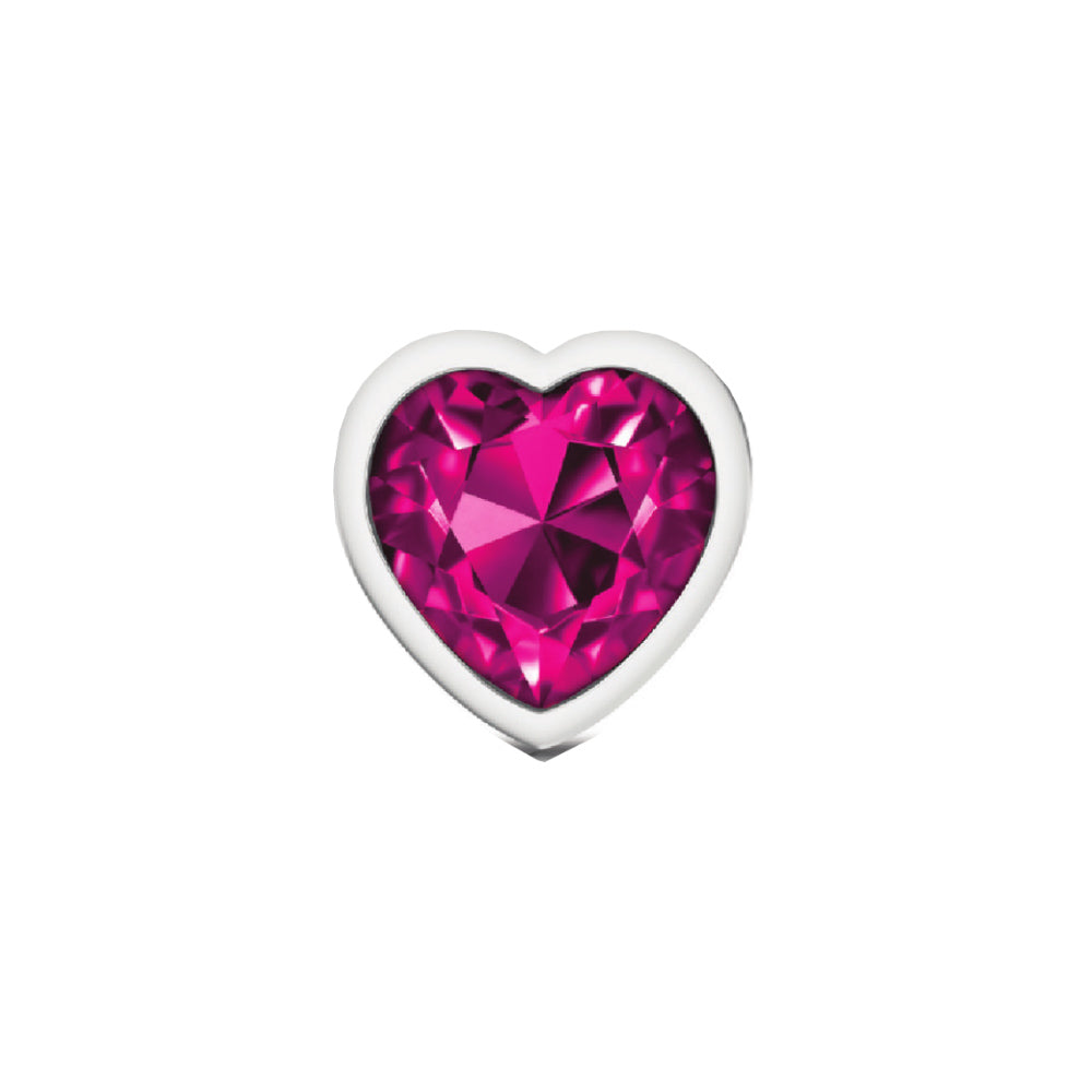 Cheeky Charms Silver Metal Butt Plug with Heart Pink Jewel Medium (8.03cm) > Anal Range > Jewel Butt Plugs