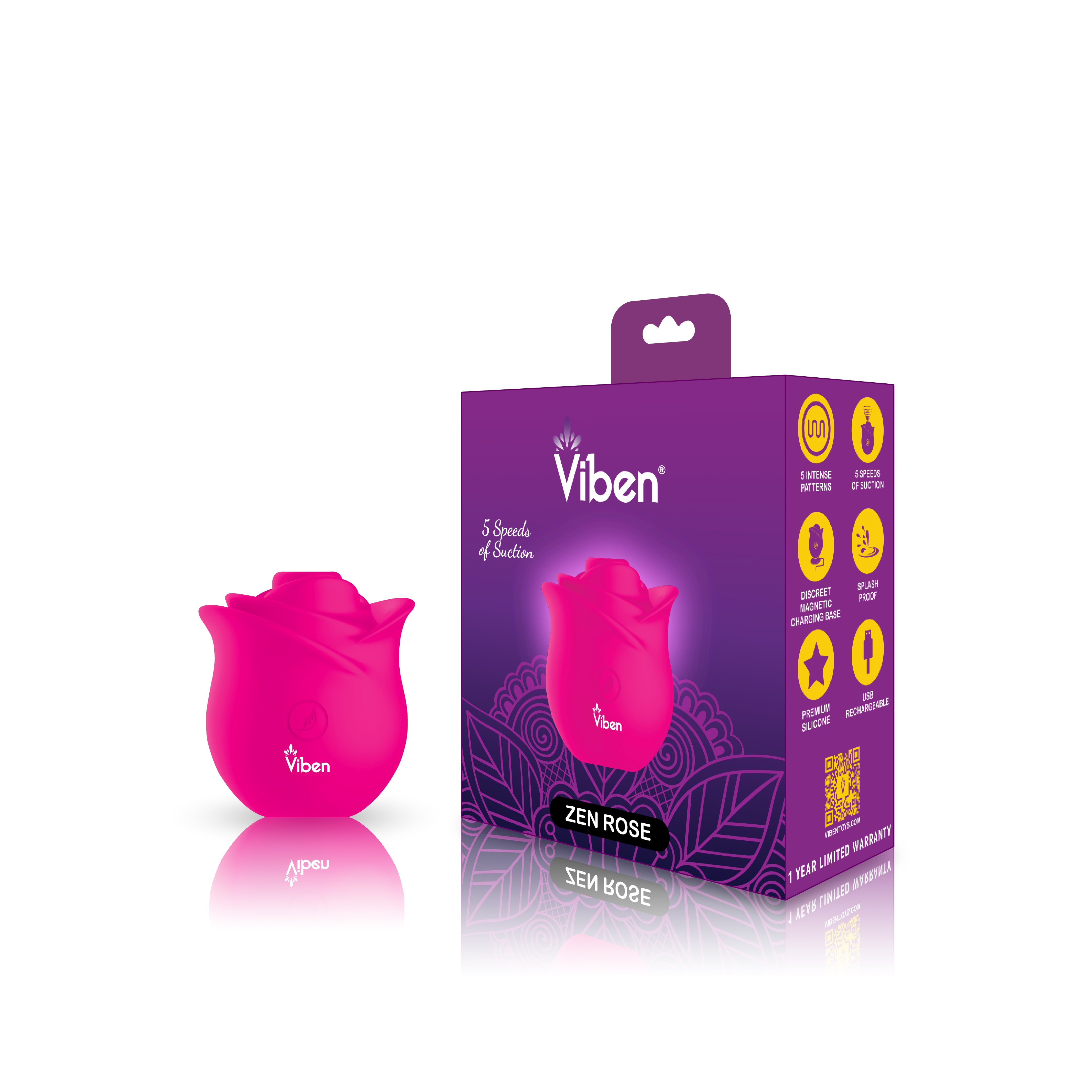 Zen Rose Wireless Clitoral Vibrator With 5 Speeds and Patterns Rose Stimulators