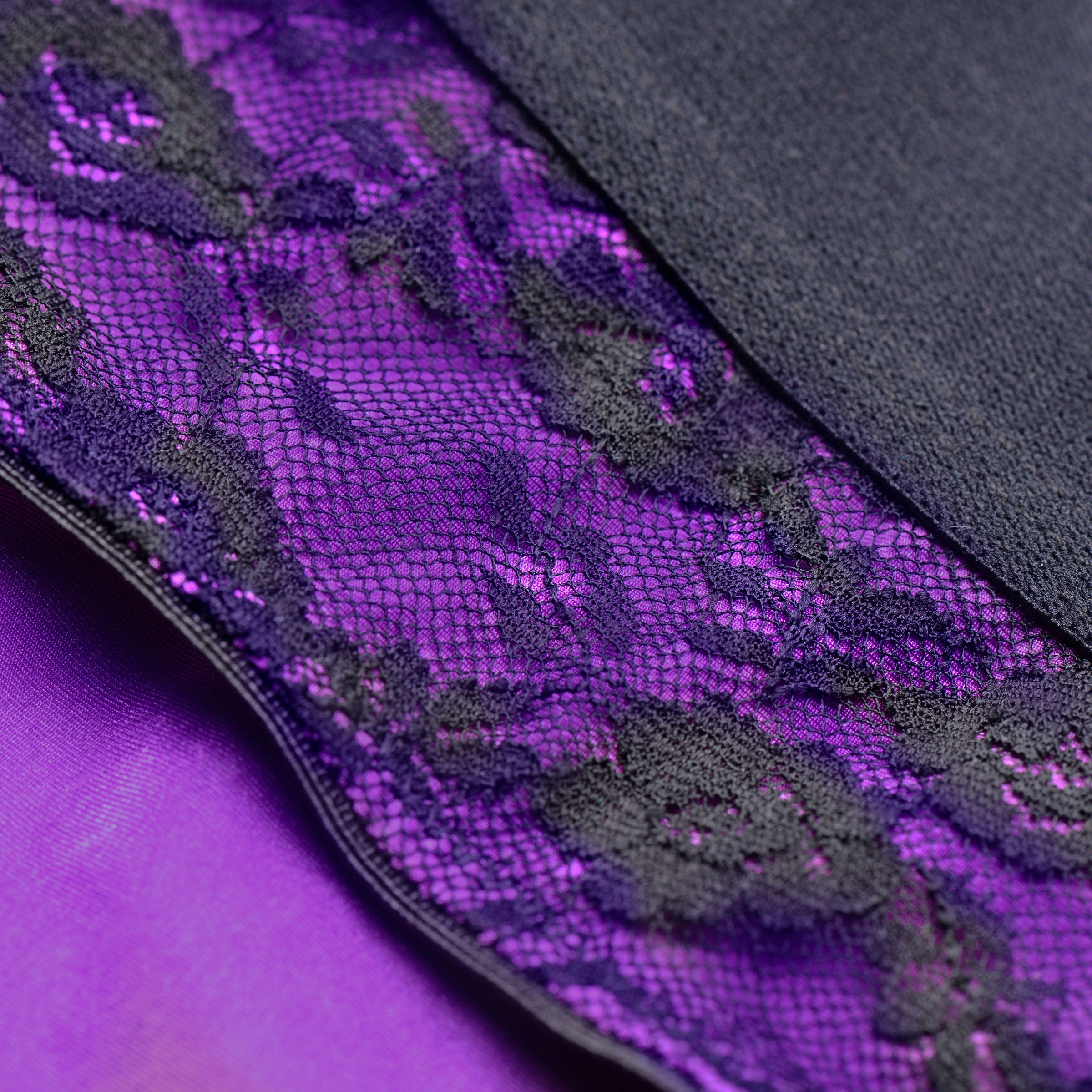 Lace Envy Crotchless Panty Harness Black Purple Adult Lingerie Harnesses & Strap-Ons