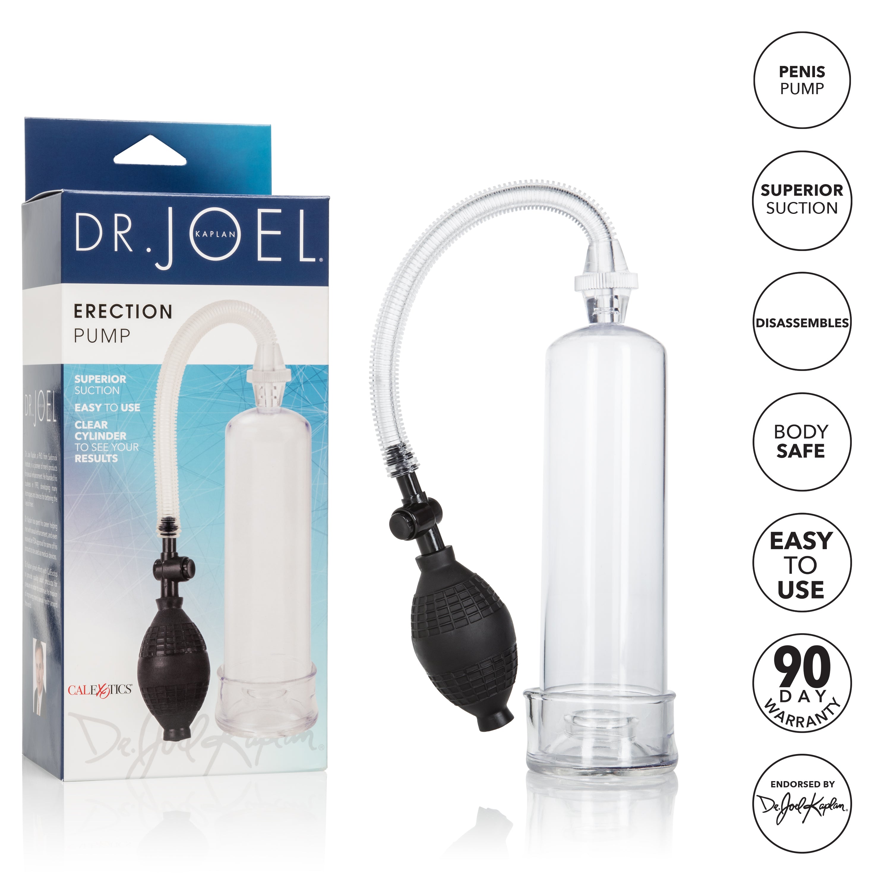 Dr Joel Kaplan Penis Pump with Soft Donut and Easy Squeeze Bulb 7.5" x 2.25" > Pumps > Penis Pumps
