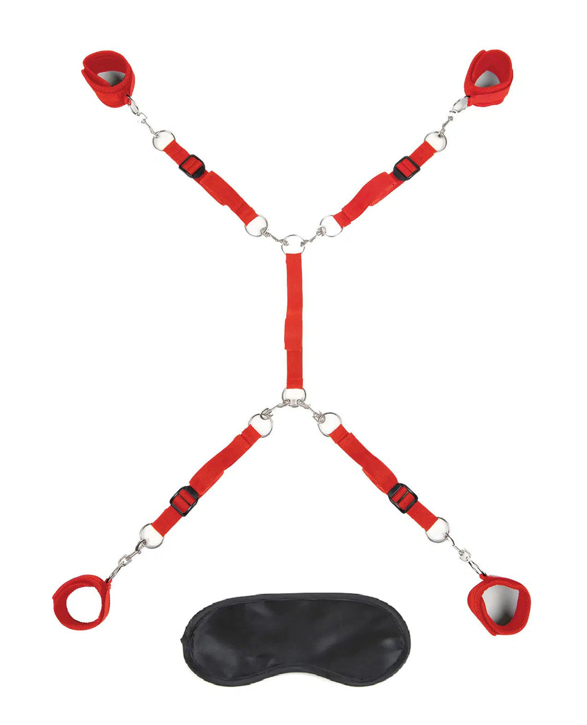 7 Piece Bed Spreader Restraint System with Adjustable Cuffs Red > Bondage Gear > Bed Restraints