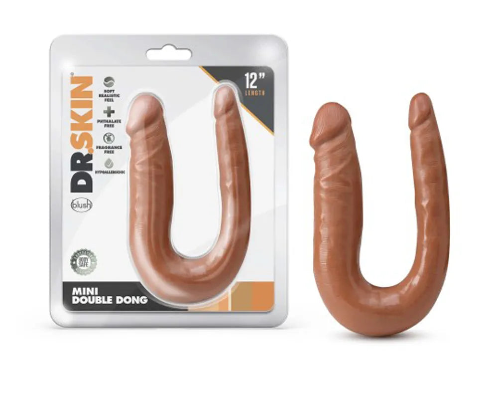 Dr. Skin Mini Double Dong 12.5" – Soft Flexible - Brown > Dildos > Double Dildos