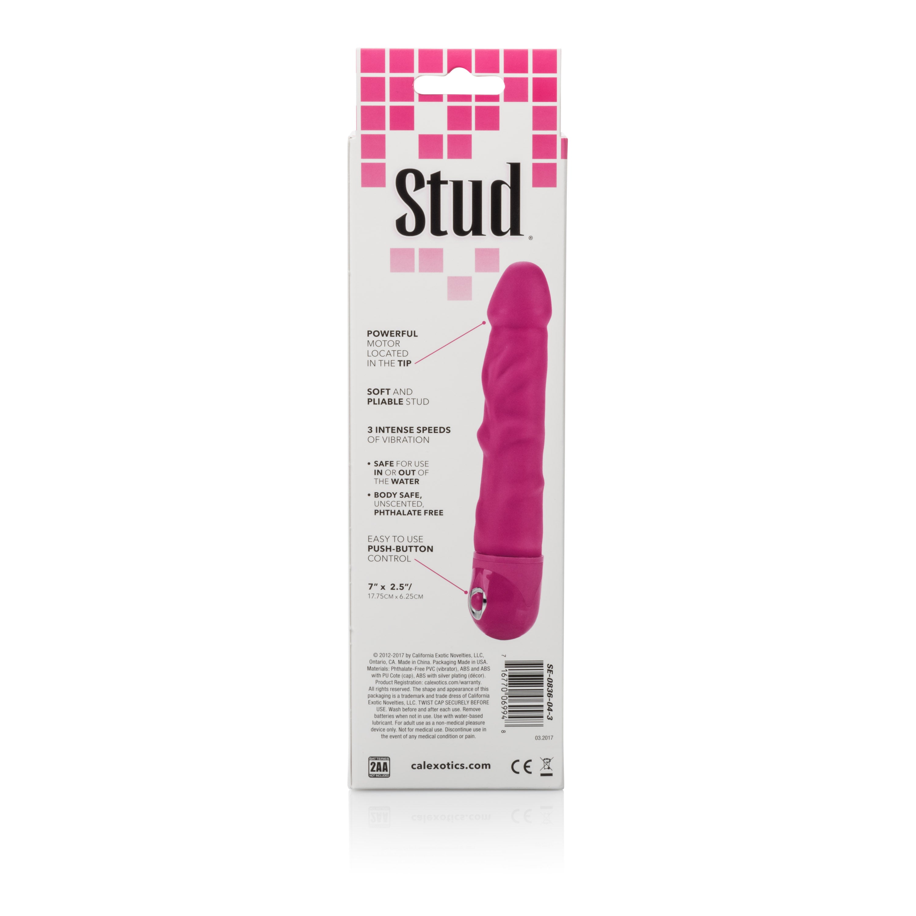 Power Stud Rod Waterproof Vibrator Pink 7 Inch Textured Shaft Pink Vibrators
