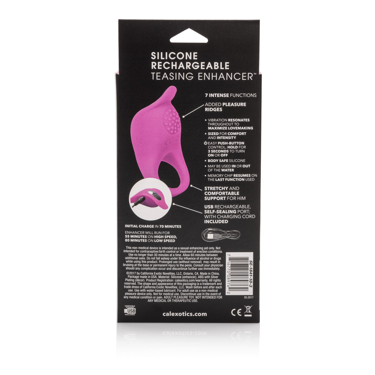 Silicone Rechargeable Vibrating Teasing Enhancer Ring for Adults Pink Cock Rings Vibrating