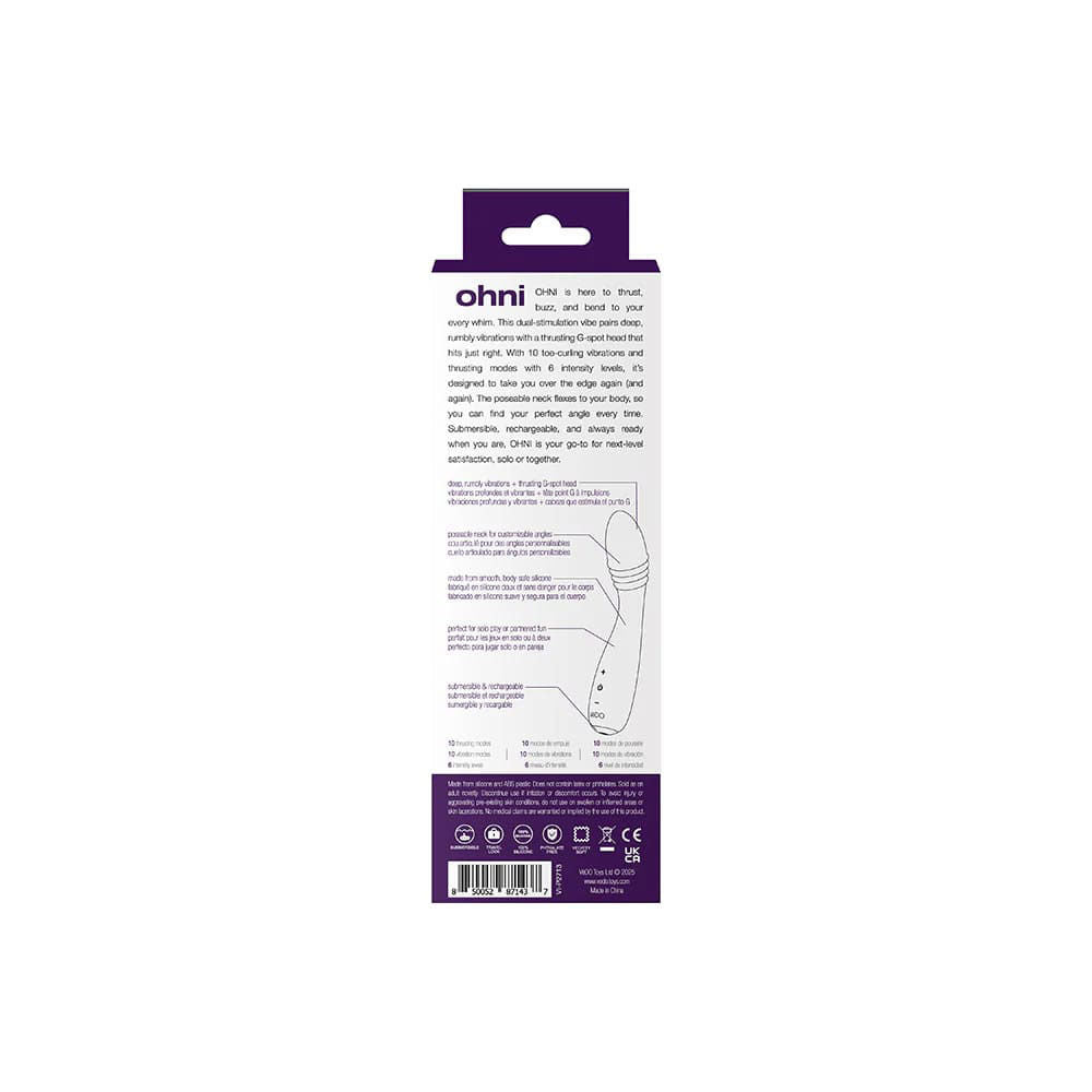 Ohni Rechargeable G-Spot Thrusting Vibe (Pink) – Dual-Stimulation Vibrator Purple > Sex Toys For Ladies > G-Spot Vibrators