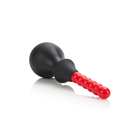 Ribbed Anal Douche Enema Kit with Squeeze Bulb and Pleasure Probe Douches