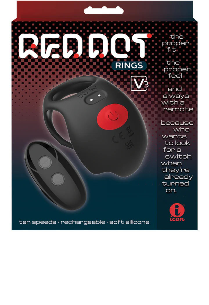 Red Dot V3 (Black/Red) – Remote-Controlled Vibrating Cock Ring Secondary image
