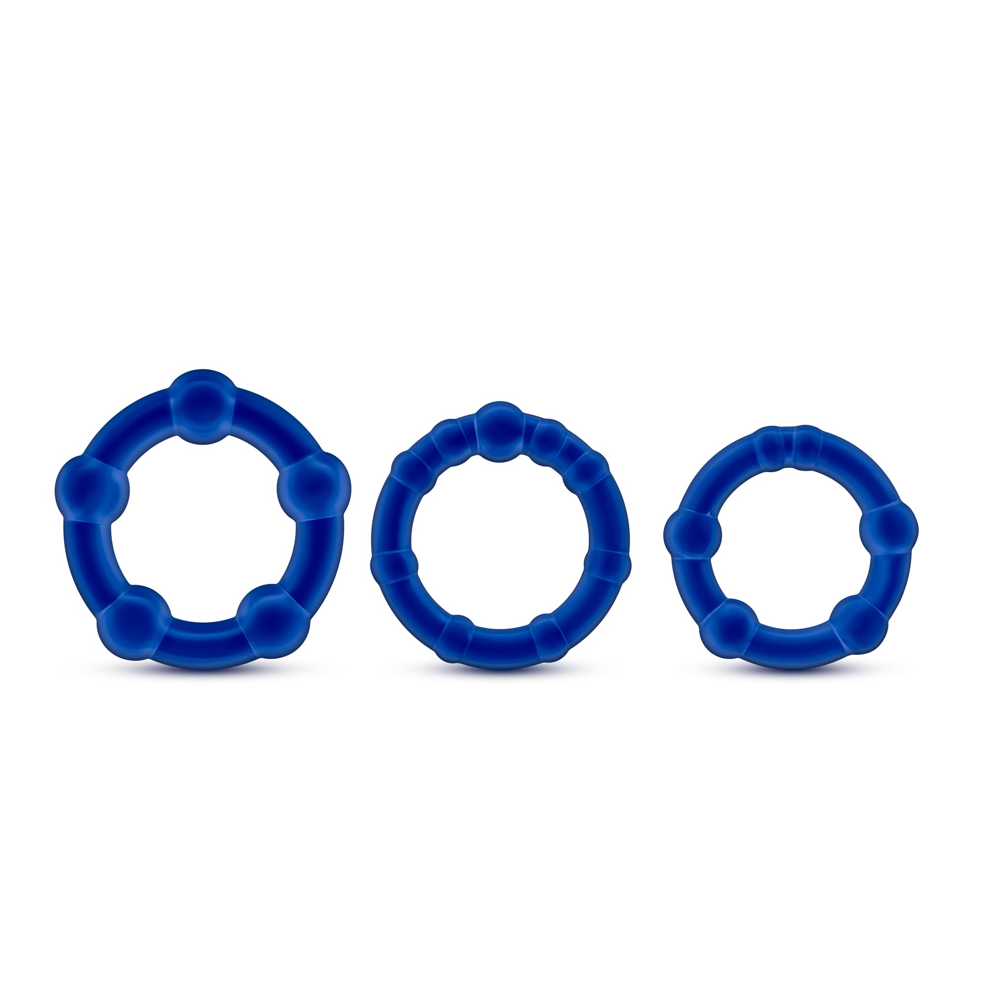 Stay Hard Beaded Cockrings Set of 3 Sizes Blue COCK RING Set