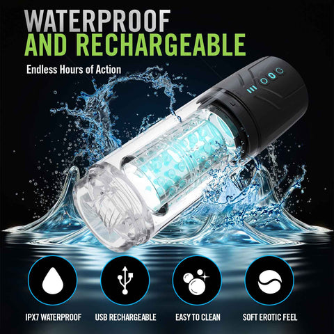 M for Men Whirlwind Pro Black Rechargeable Male Masturbator Strokers - Auto