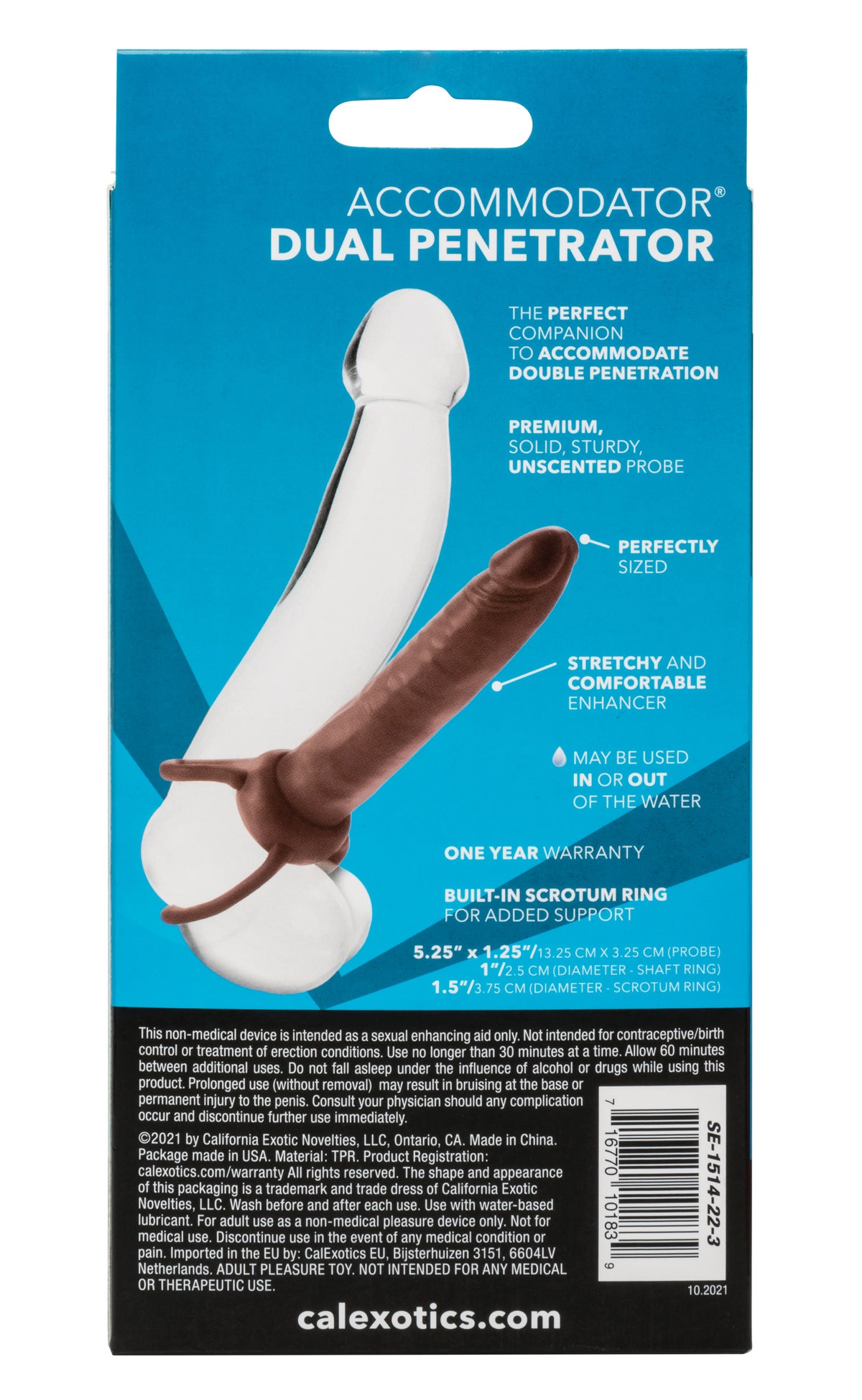 Accommodator Dual Penetrator Brown Anal Dildo with Dual Ring Design > Sex Toys For Men > Penis Sleeves