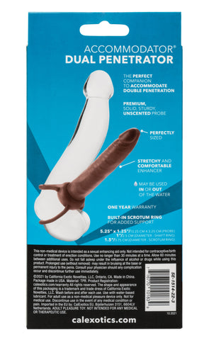 Accommodator Dual Penetrator Brown Anal Dildo with Dual Ring Design SLEEVES