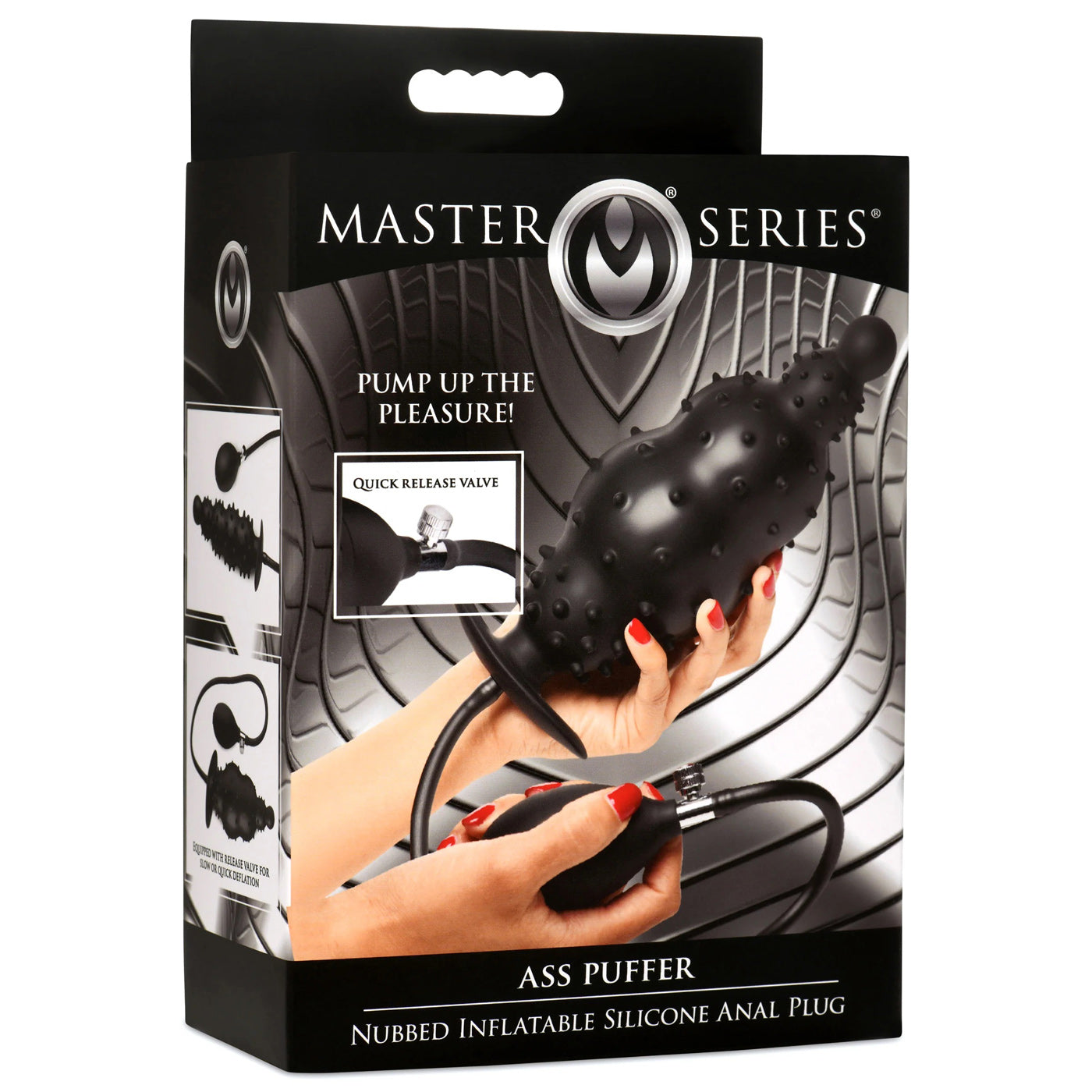 Ass Puffer Nubbed Inflatable Anal Plug Black Black > Anal Range > Tunnel and Stretchers