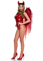 Leg Avenue Devil Ombre Chiffon Wings and Horn Headband Set - Costume Accessory Red One Size > Clothes > Accessories