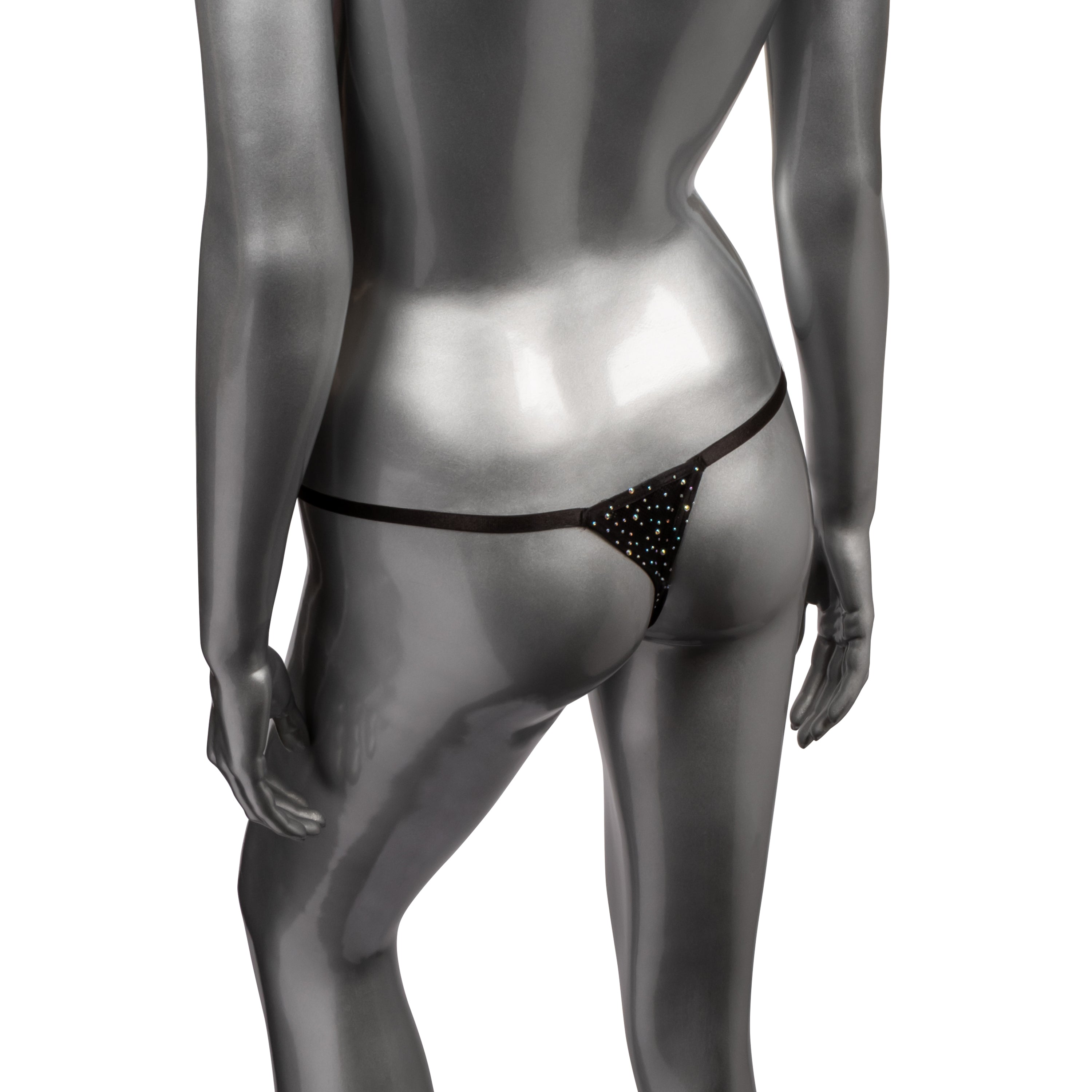 Radiance Plus Size Black Crotchless Thong with Rhinestone Accents Fits Up to 3X > Clothes > Plus Size Lingerie