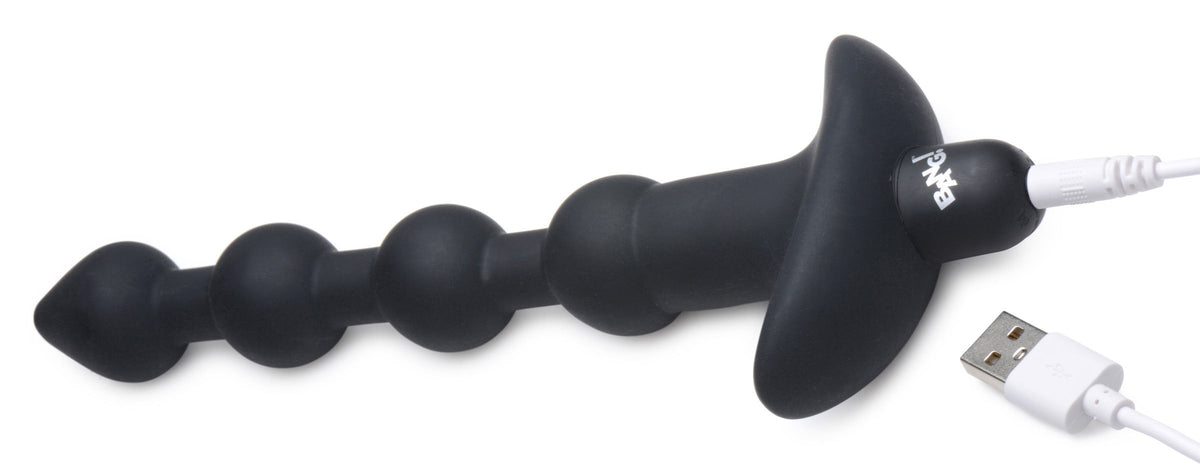Vibrating Silicone Anal Beads with Remote Control Black Black > Anal Range > Anal Beads