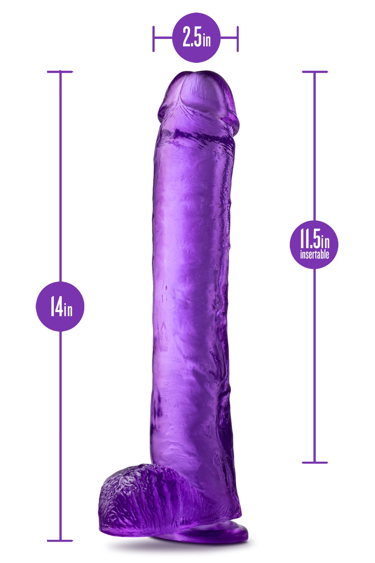 B Yours Plus Hefty N Hung (Purple) – 11.5" Insertable Realistic Dildo with Suction Cup Base Purple > Dildos > Oversized Toys