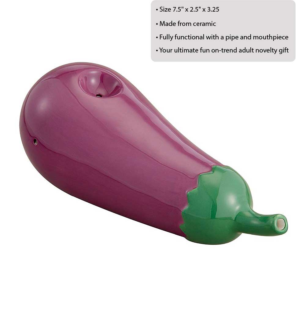 Ceramic Eggplant Shaped Smoking Pipe Gag Gifts & Novelties
