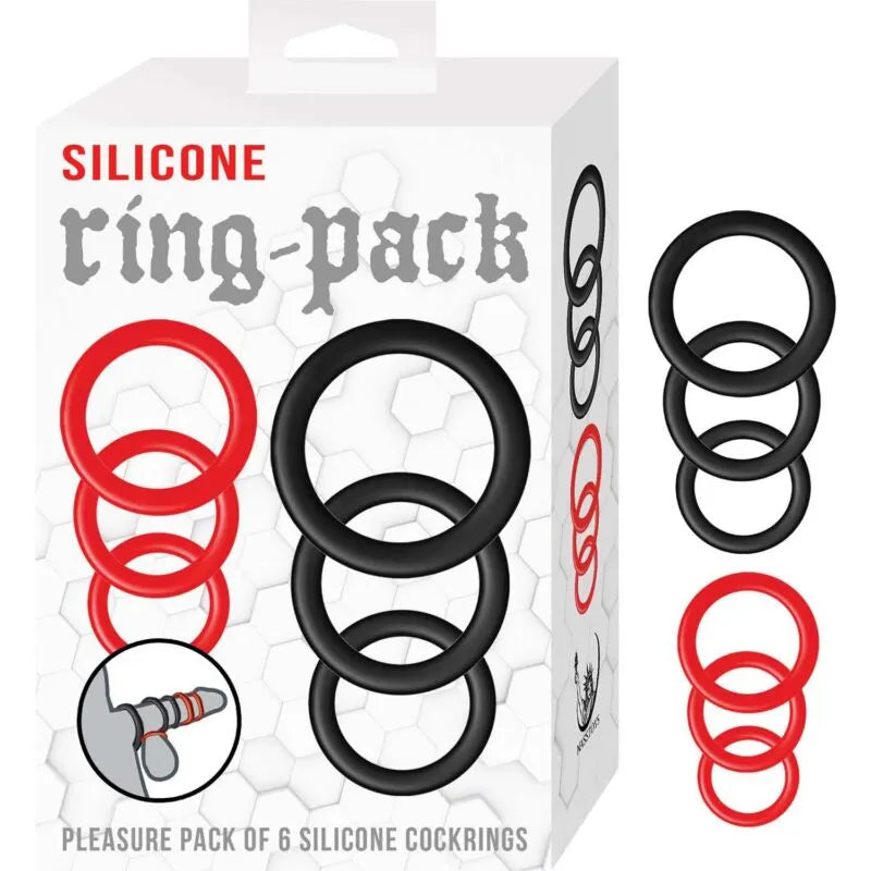 Silicone Ring Pack Set of Six Stretchy Rings in Multiple Sizes - Silicone Rings Multi > Cock Ring > Sets