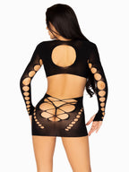 Seamless Cutout Long Sleeve Mini Dress With Lace Up Detail > Clothes > Dresses and Chemises